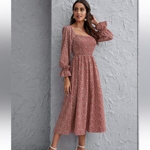 Amazon Floral Smocked Midi Dress - Medium